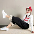 Women's Fleece Lined Joggers Winter Plush Pants High Waist Adjustable Drawstring Lounge Street Comfortable Casual Trousers