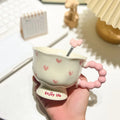 Cute ceramic cup as a holiday gift for girls - water cup with flowers, travel companion cup, coffee cup